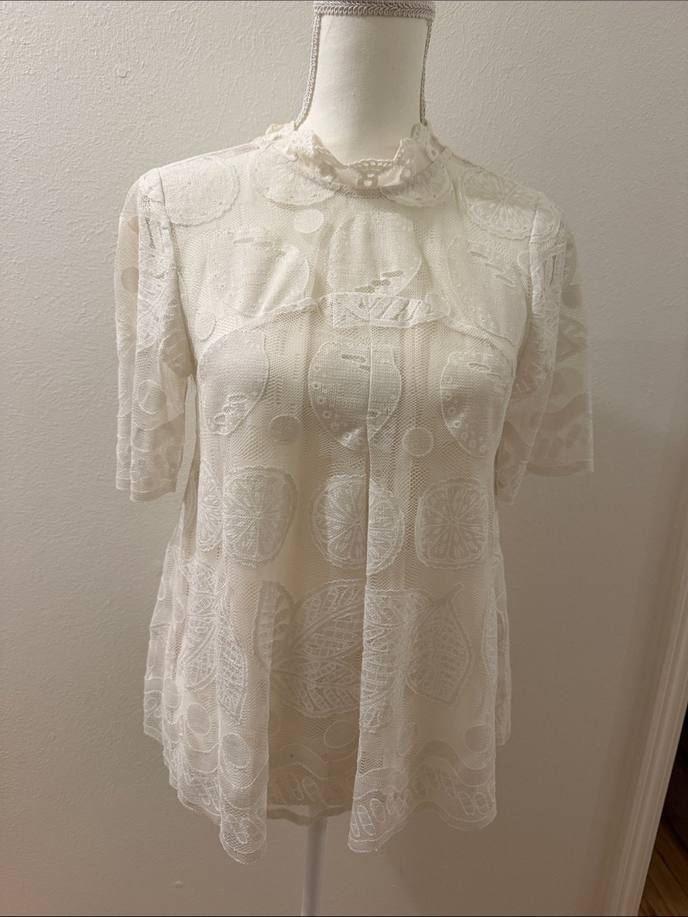 Anthropologie White Lily Lace Top